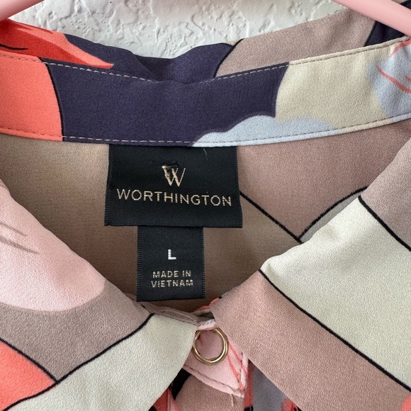 Worthington Floral Button Down Blouse Women’s Large - Picture 5 of 15